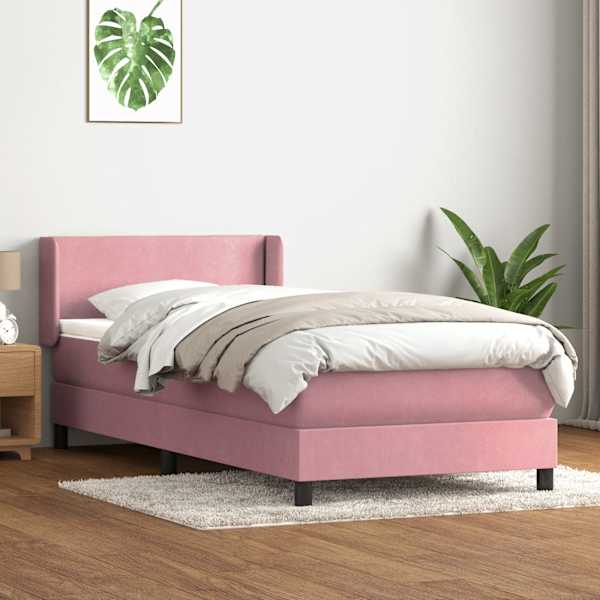 Kontinentaalvoodi koos madratsiga, roosa, 80 × 220 cm, samet — mudel 3317972