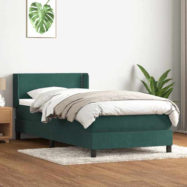 Kontinentaalvoodi koos madratsiga, tumeroheline, 80 × 220 cm, samet — mudel 3318054