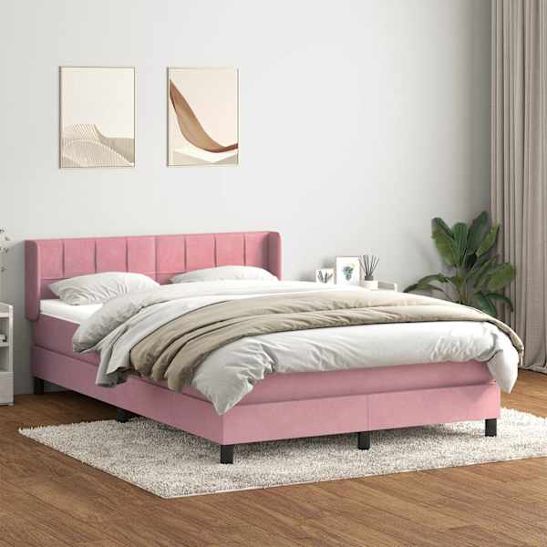 Kontinentaalvoodi koos madratsiga, roosa, 160 × 210 cm, samet — mudel 3318122