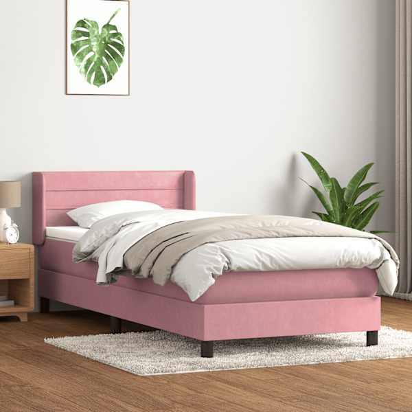 Kontinentaalvoodi koos madratsiga, roosa, 80 × 220 cm, samet — mudel 3318224