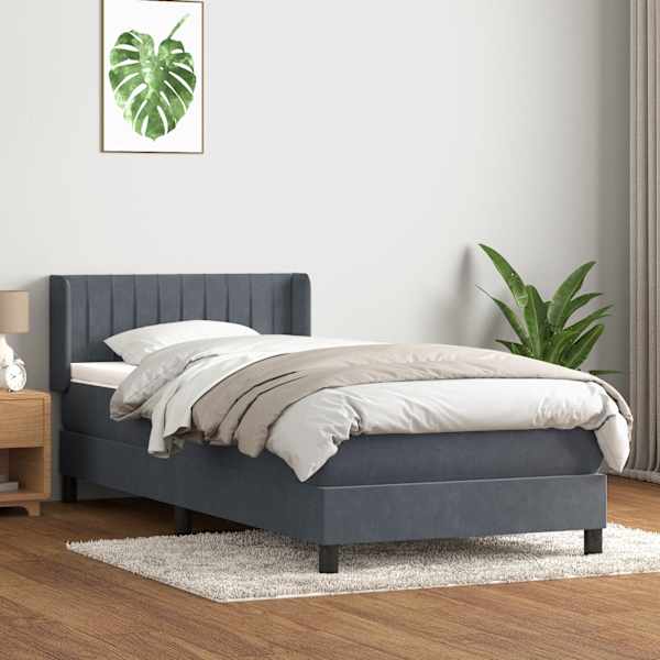 Kontinentaalvoodi koos madratsiga, tumehall, 80 × 220 cm, samet — mudel 3318304