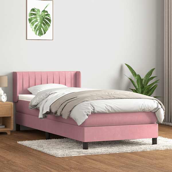 Kontinentaalvoodi koos madratsiga, roosa, 80 × 220 cm, samet — mudel 3318308