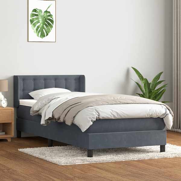 Kontinentaalvoodi koos madratsiga, tumehall, 80 × 220 cm, samet — mudel 3318472