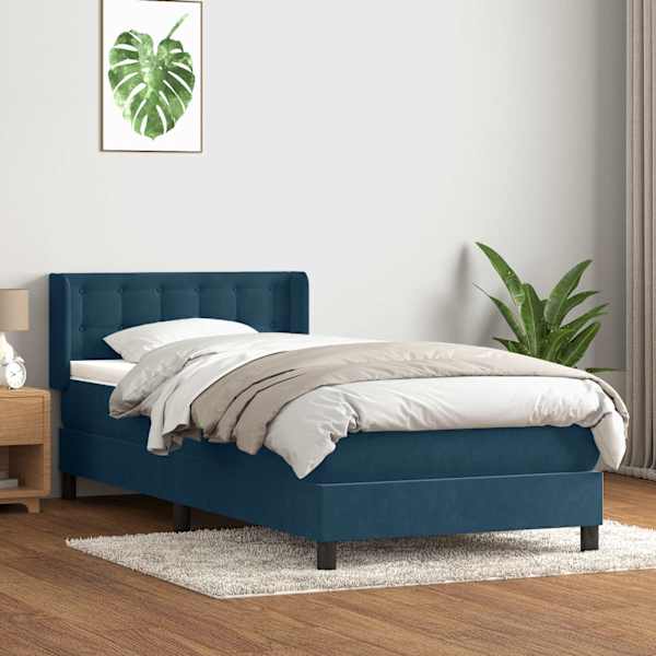 Kontinentaalvoodi koos madratsiga, tumesinine, 80 × 220 cm, samet — mudel 3318475