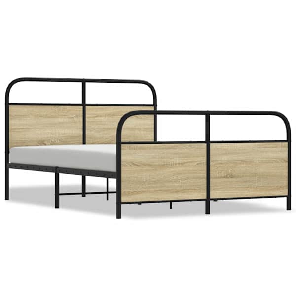 Metallist voodiraam ilma madratsita Sonoma tamm 137 × 190 cm