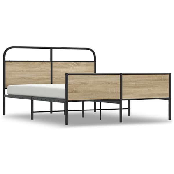 Voodiraam, suitsutatud tamm, 160 × 200 cm, metall