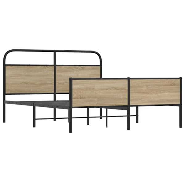 Voodiraam, suitsutatud tamm, 160 × 200 cm, metall