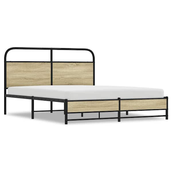 Metallist voodiraam ilma madratsita Sonoma tamm 160 × 200 cm