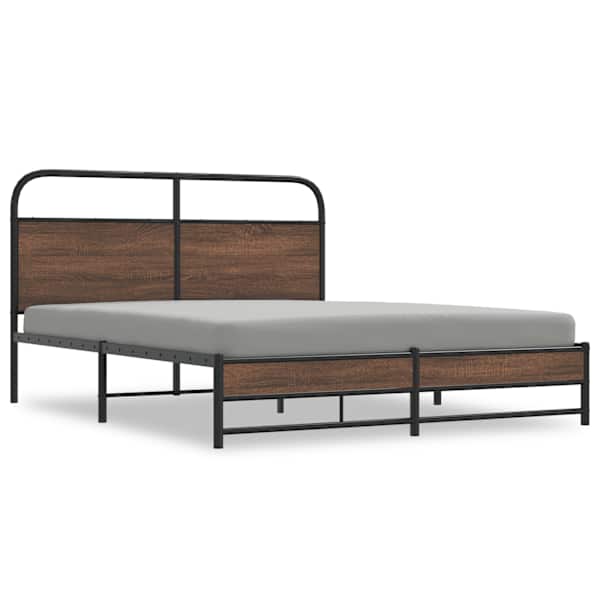 Metallist voodiraam ilma madratsita pruun tamm 160 × 200 cm