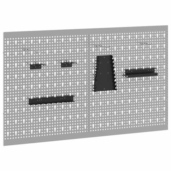 Tööriistade seinapaneel 2 tk hall 100 × 1 × 60 cm teras