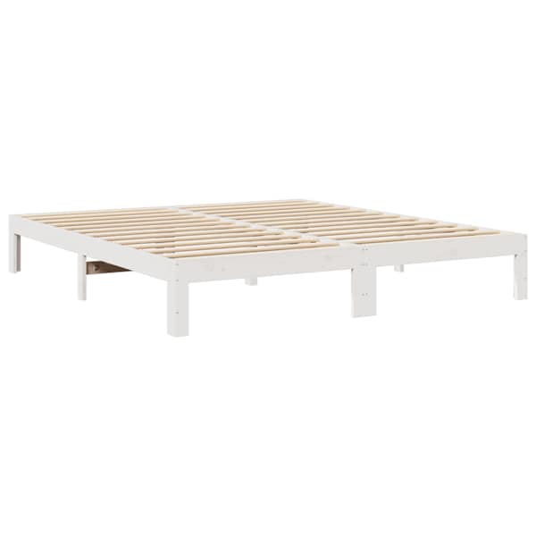 Voodiraam, valge, 180 × 200 cm, männipuit — mudel 859224