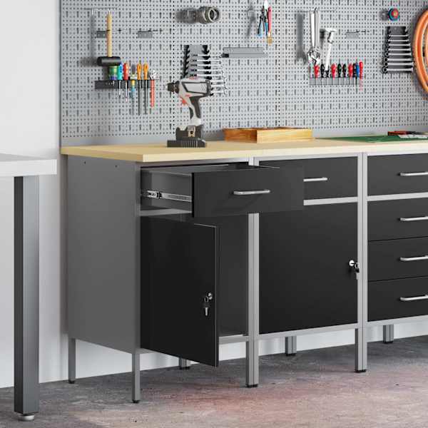 Töökojamööbli komplekt, 2 osa – must ja hall – 3321360