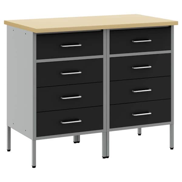 Töökojamööbli komplekt, 2 osa – must ja hall, 100 × 55 × 85 cm – 3321362