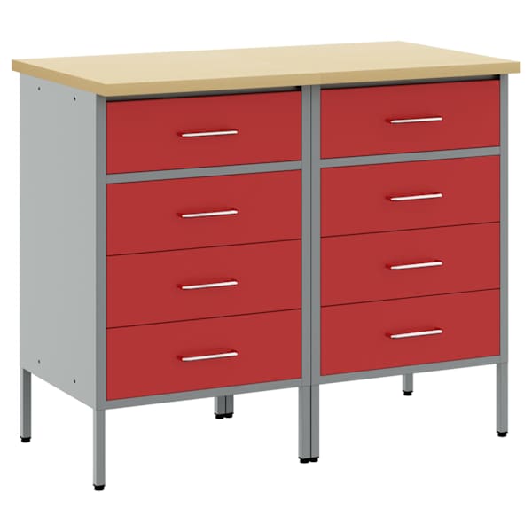 Töökojamööbli komplekt, 2 osa – punane ja hall, 100 × 55 × 85 cm – 3321363