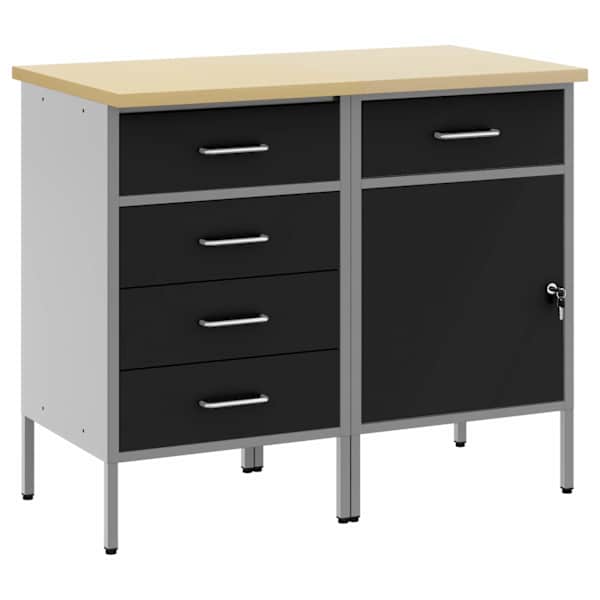 Töökojamööbli komplekt, 2 osa – must ja hall, 100 × 55 × 85 cm – 3321364
