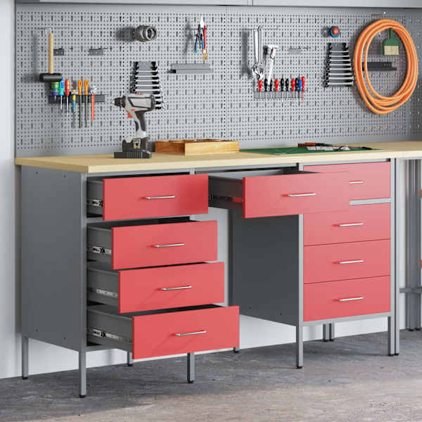 Töökojamööbli komplekt, 3 osa – punane – 3321377