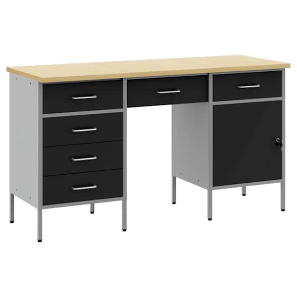 Töökojamööbli komplekt, 3 osa – must, 150 × 55 × 85 cm – 3321378