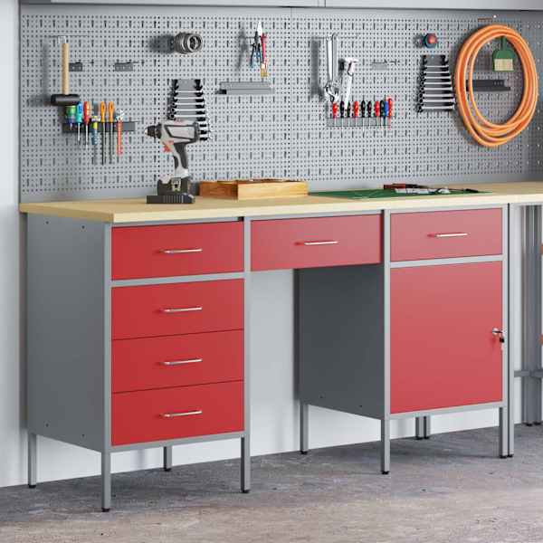 Töökojamööbli komplekt, 3 osa – punane – 3321379
