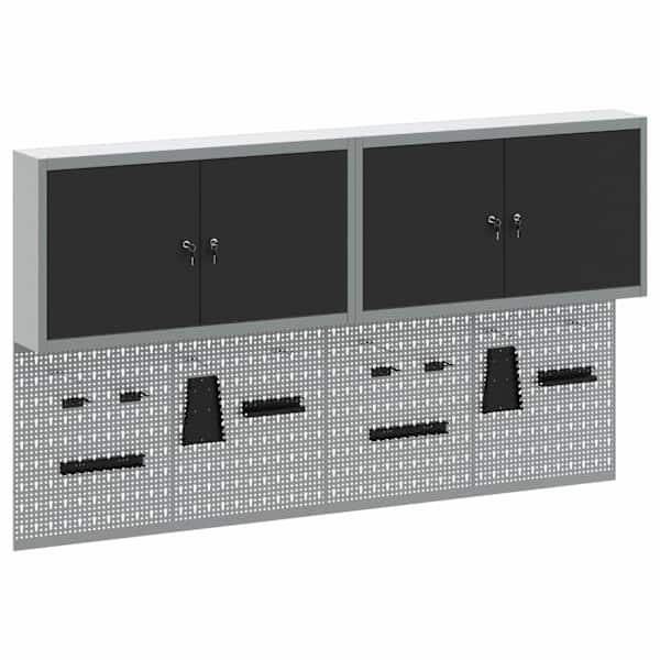Töökojamööbli komplekt, 6 osa – must, 200 × 20 × 115 cm – 3321402