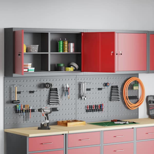 Töökojamööbli komplekt, 6 osa – punane, 200 × 20 × 115 cm – 3321403