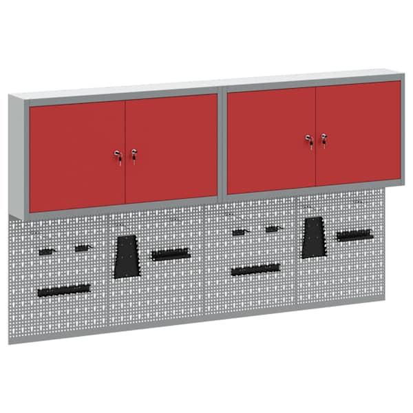 Töökojamööbli komplekt, 6 osa – punane, 200 × 20 × 115 cm – 3321403