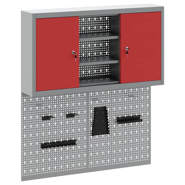 Töökojamööbli komplekt, 3 osa – punane, 100 × 20 × 115 cm – 3321405