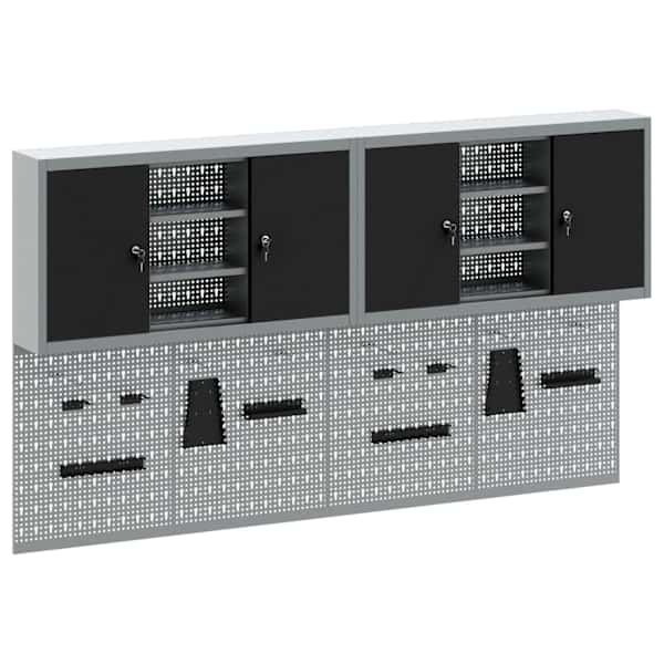 Töökojamööbli komplekt, 4 osa – must, 150 × 20 × 115 cm – 3321406