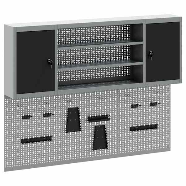 Töökojamööbli komplekt, 6 osa – must, 200 × 20 × 115 cm – 3321408