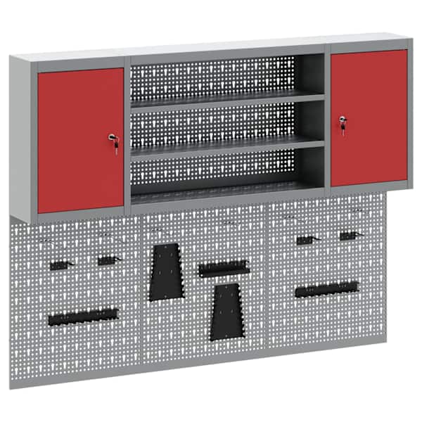 Töökojamööbli komplekt, 6 osa – punane, 200 × 20 × 115 cm – 3321409