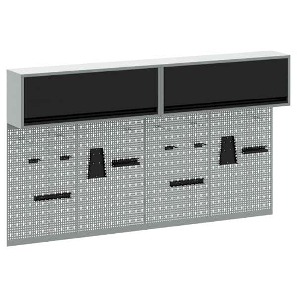 Töökojamööbli komplekt, 6 osa – must, 200 × 25 × 115 cm – 3321414