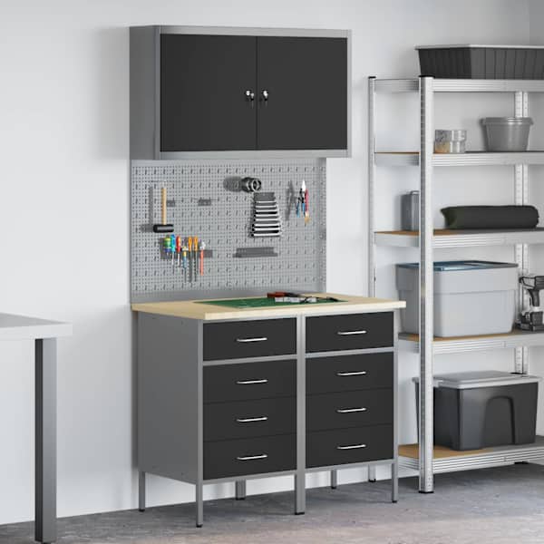 Töökojamööbli komplekt, 5 osa – must, 100 × 55 × 200 cm – 3321420