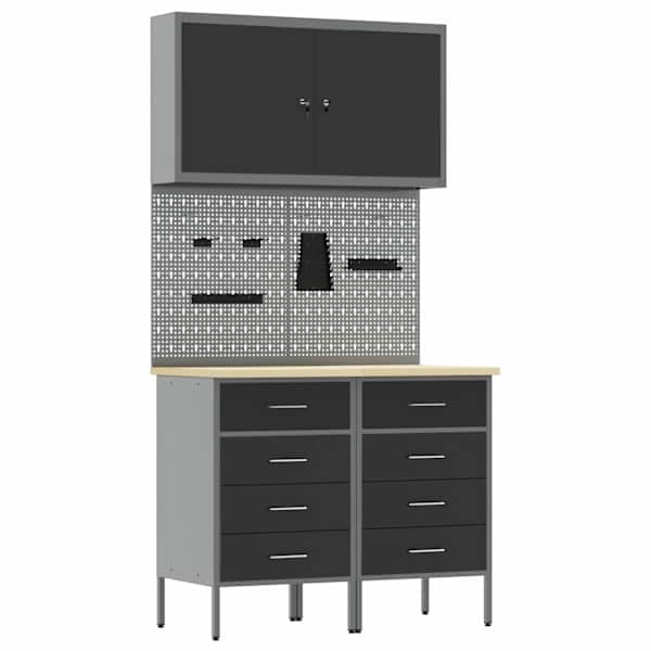 Töökojamööbli komplekt, 5 osa – must, 100 × 55 × 200 cm – 3321420