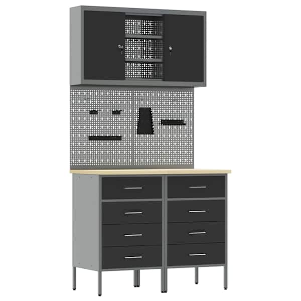 Töökojamööbli komplekt, 5 osa – must, 100 × 55 × 200 cm – 3321422