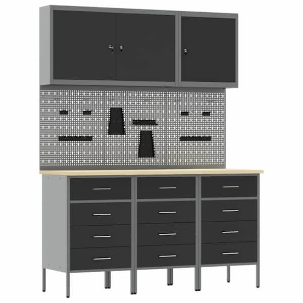 Töökojamööbli komplekt, 8 osa – must – 3321434
