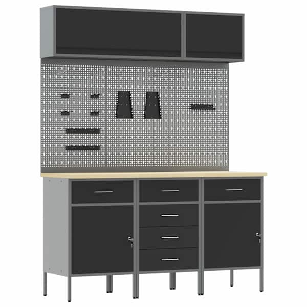 Töökojamööbli komplekt, 8 osa – must – 3321444