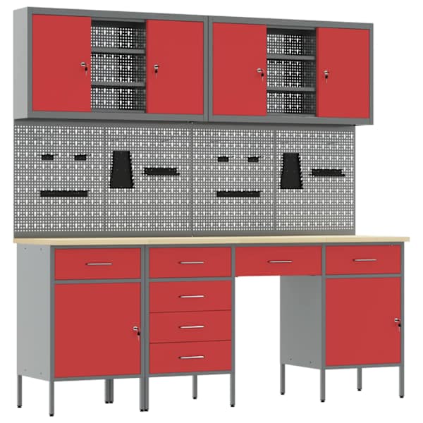 Töökojamööbli komplekt, 10 osa – punane – 3321479