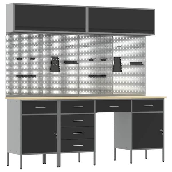 Töökojamööbli komplekt, 10 osa – must – 3321480