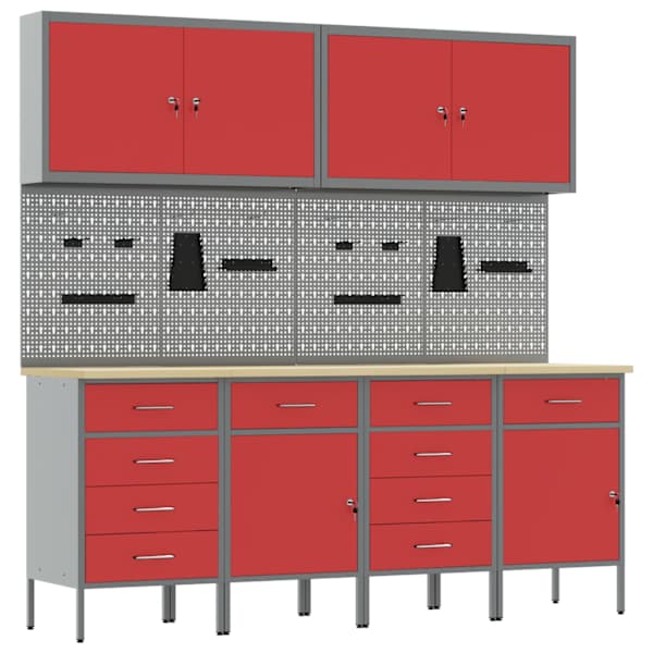 Töökojamööbli komplekt, 10 osa – punane – 3321489