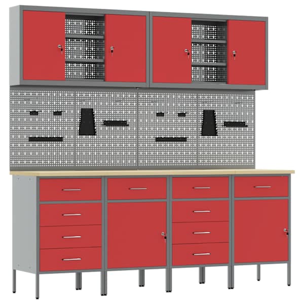 Töökojamööbli komplekt, 10 osa – punane – 3321491