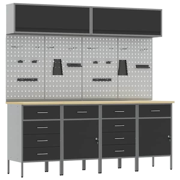 Töökojamööbli komplekt, 10 osa – must – 3321492