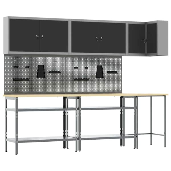Töökojamööbli komplekt, 10 osa – must ja hall – 3321514