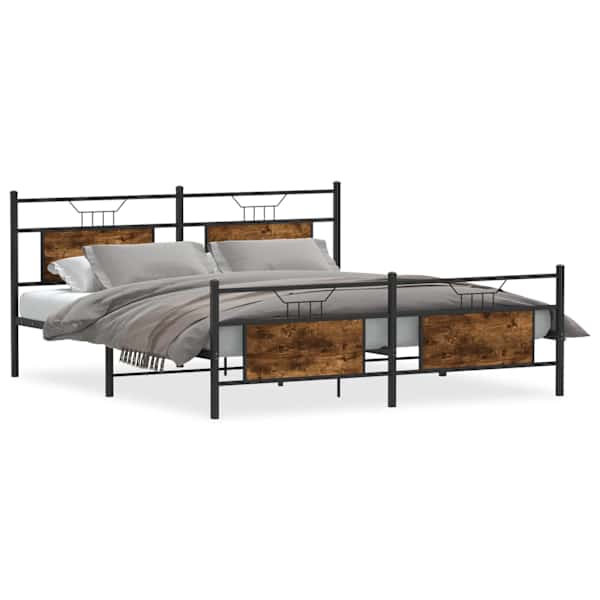 Voodiraam, suitsutatud tamm, 160 × 200 cm, metall