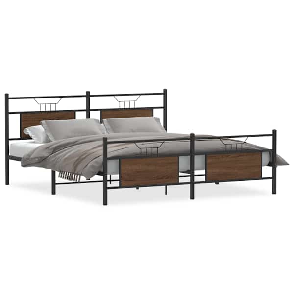 Voodiraam, pruun tamm, 160 × 200 cm, metall