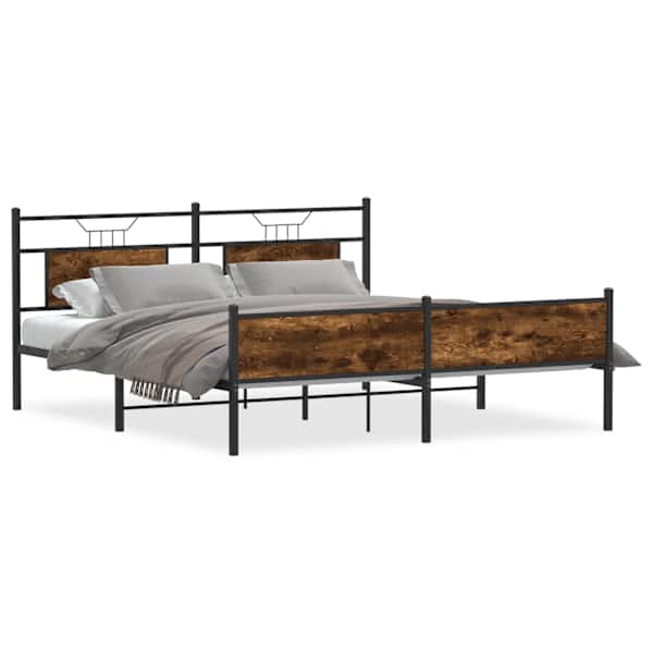 Panipaigaga voodiraam, suitsutatud tamm, 160 × 200 cm, metall