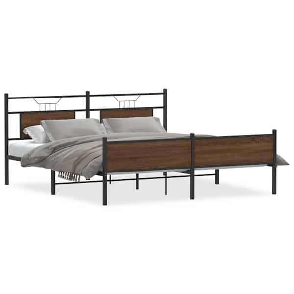 Voodiraam, pruun tamm, 160 × 200 cm, metall