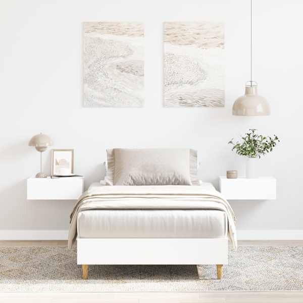 Voodiraam, valge, 100 × 200 cm, tehispuit — mudel 861039