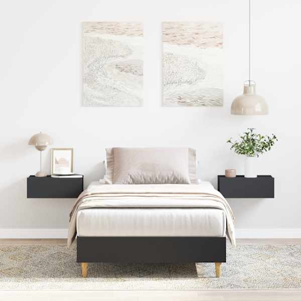 Voodiraam, must, 100 × 200 cm, tehispuit
