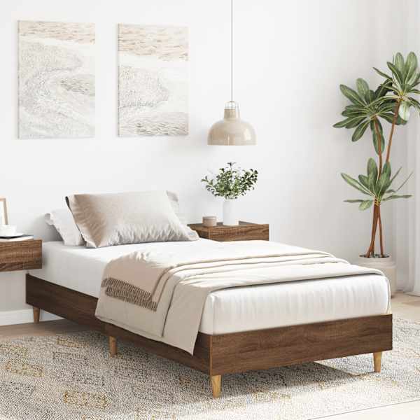Voodiraam, pruun tamm, 100 × 200 cm, tehispuit — mudel 861045