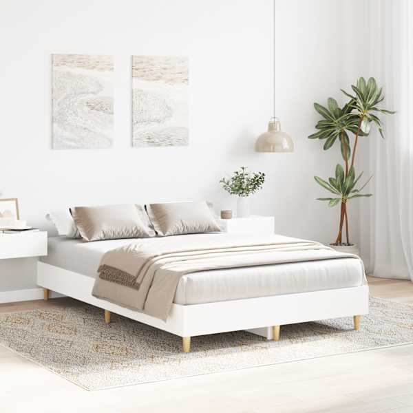 Voodiraam, valge, 140 × 190 cm, tehispuit — mudel 861057