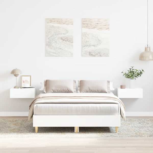 Voodiraam, valge, 140 × 190 cm, tehispuit — mudel 861057